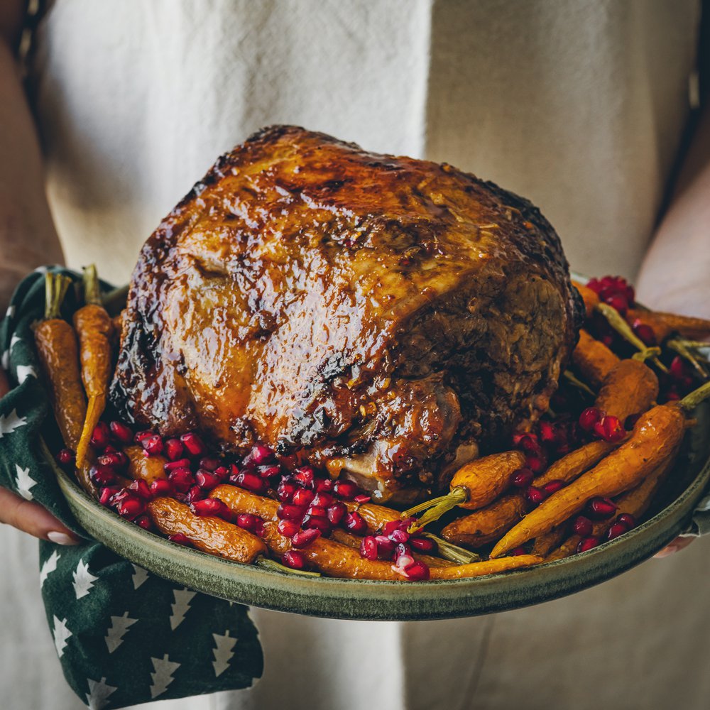 Orange, honey and tamarind roasted leg of lamb