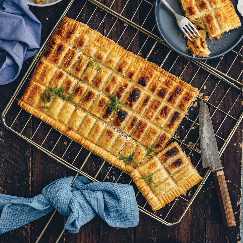 Paprika salmon and sweet potato braai pie