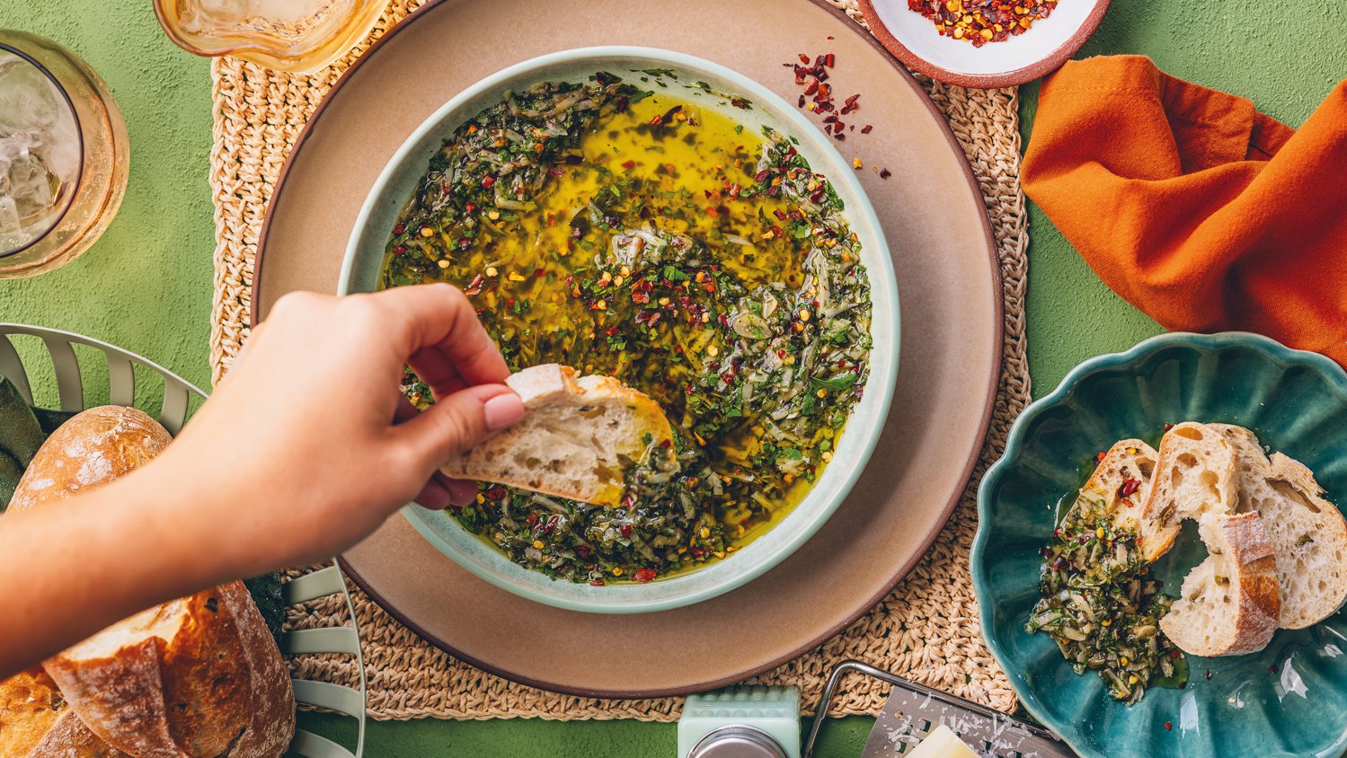 Parmigiano and herb-infused olive oil dip