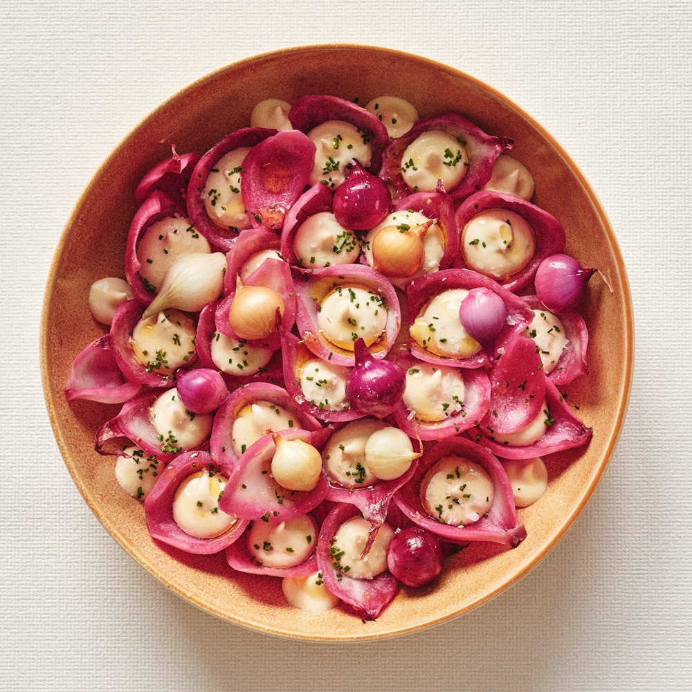 Pickled onion petal salad