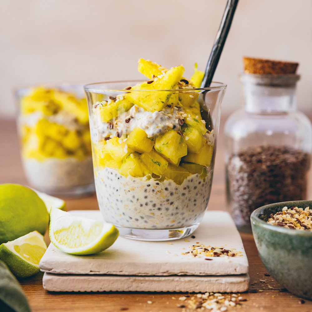 Pineapple and lime kefir oat parfait