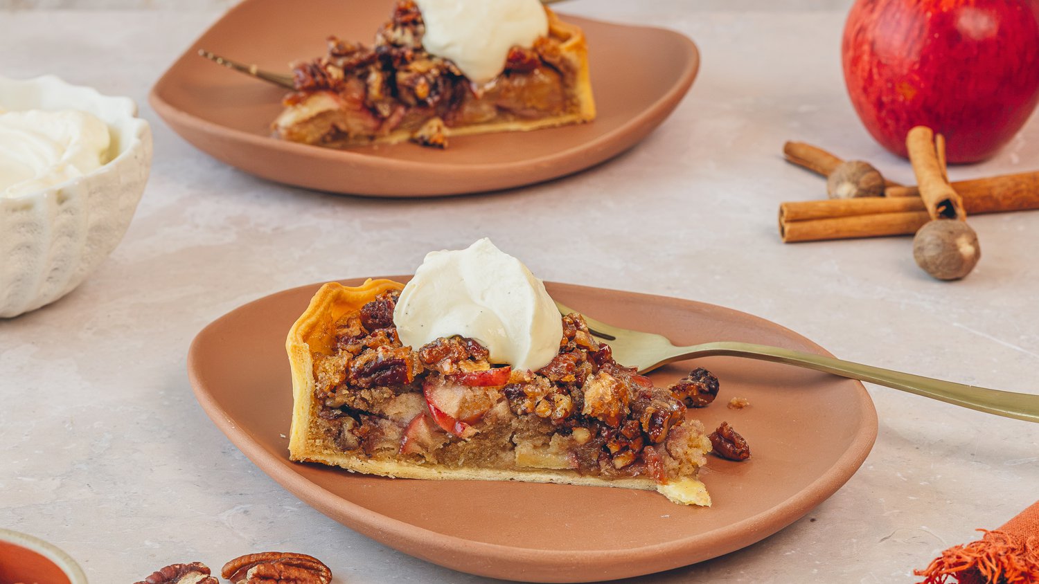 Pumpkin spiced apple pecan tart