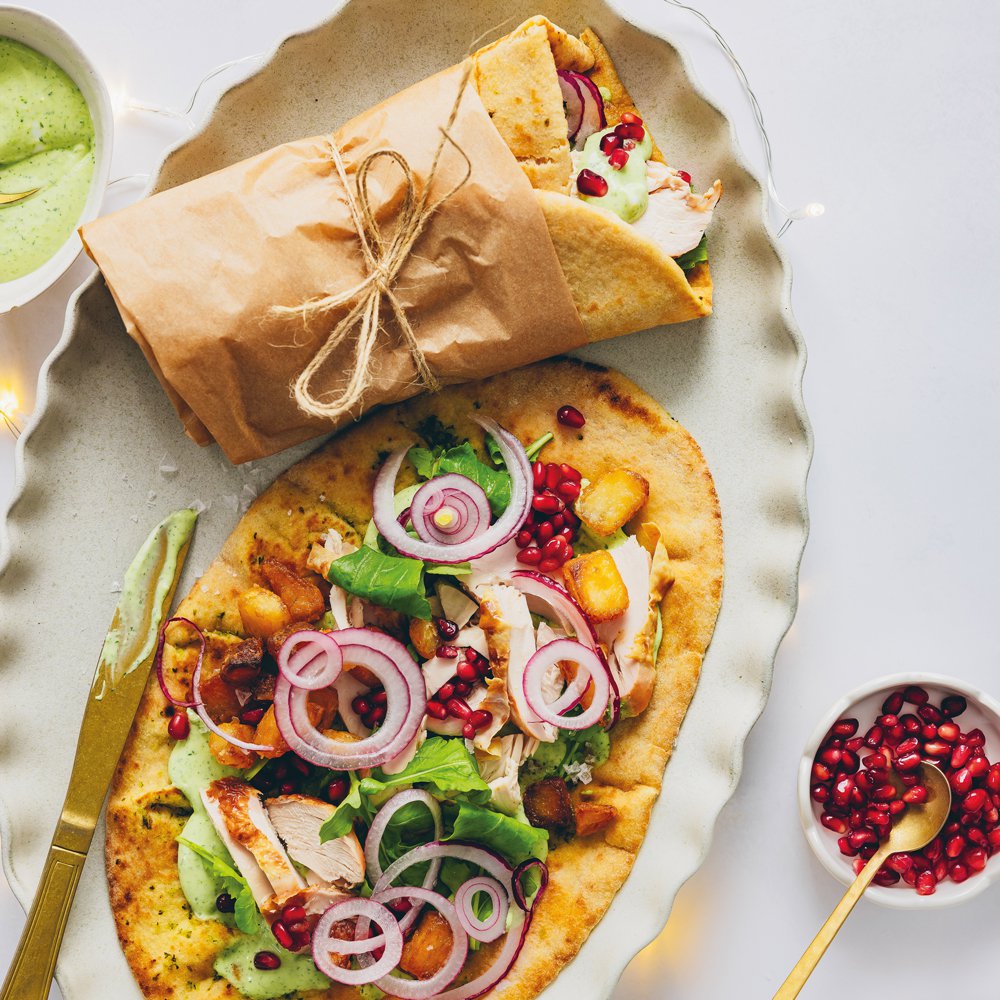 Roasted turkey shawarmas