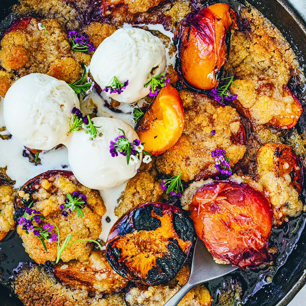 Smoked peach cobbler
