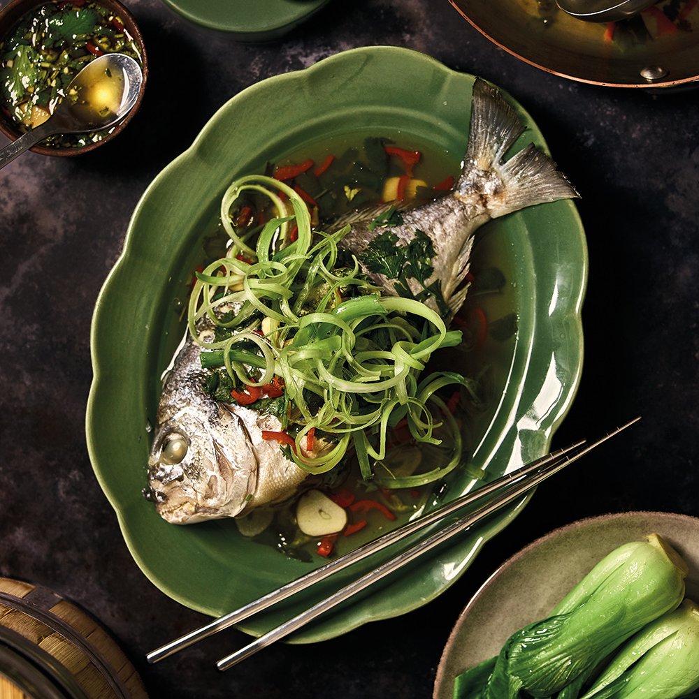 Steamed fish with nam jim