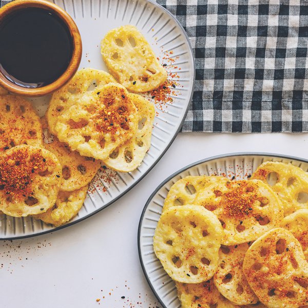 Tempura lotus root with togarashi