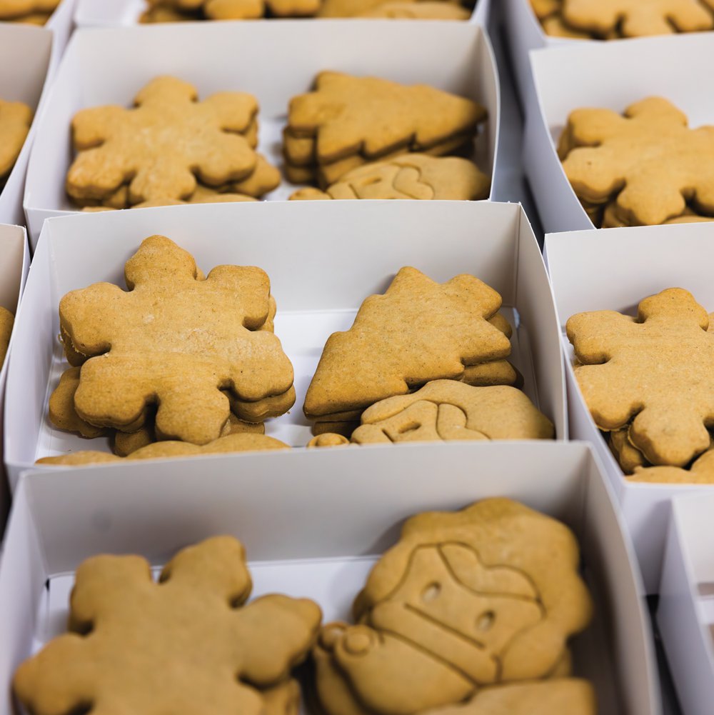 Christmas-themed cookies are prepared well ahead of time