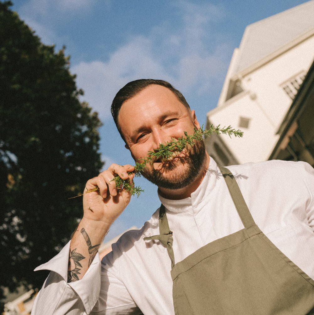 Executive chef Luke Barry in the hotel gardens