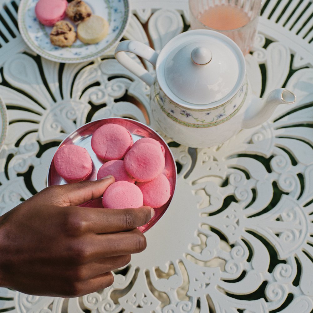 Pink-hued macarons