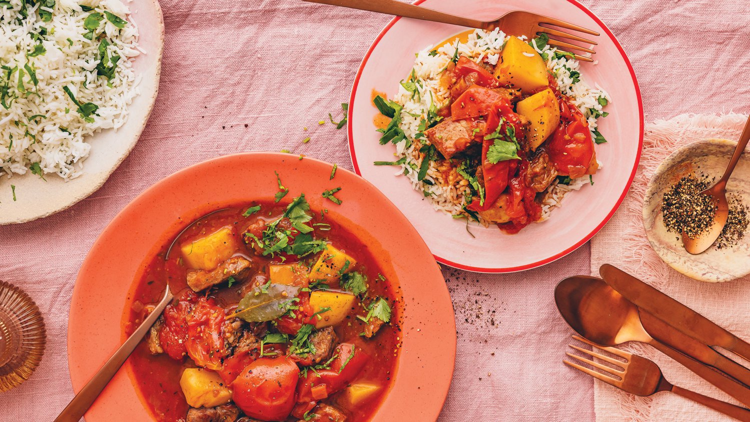 Tomato bredie with herby rice