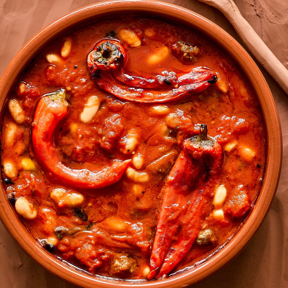 Tuscan coccio beans with beef sausage meatballs