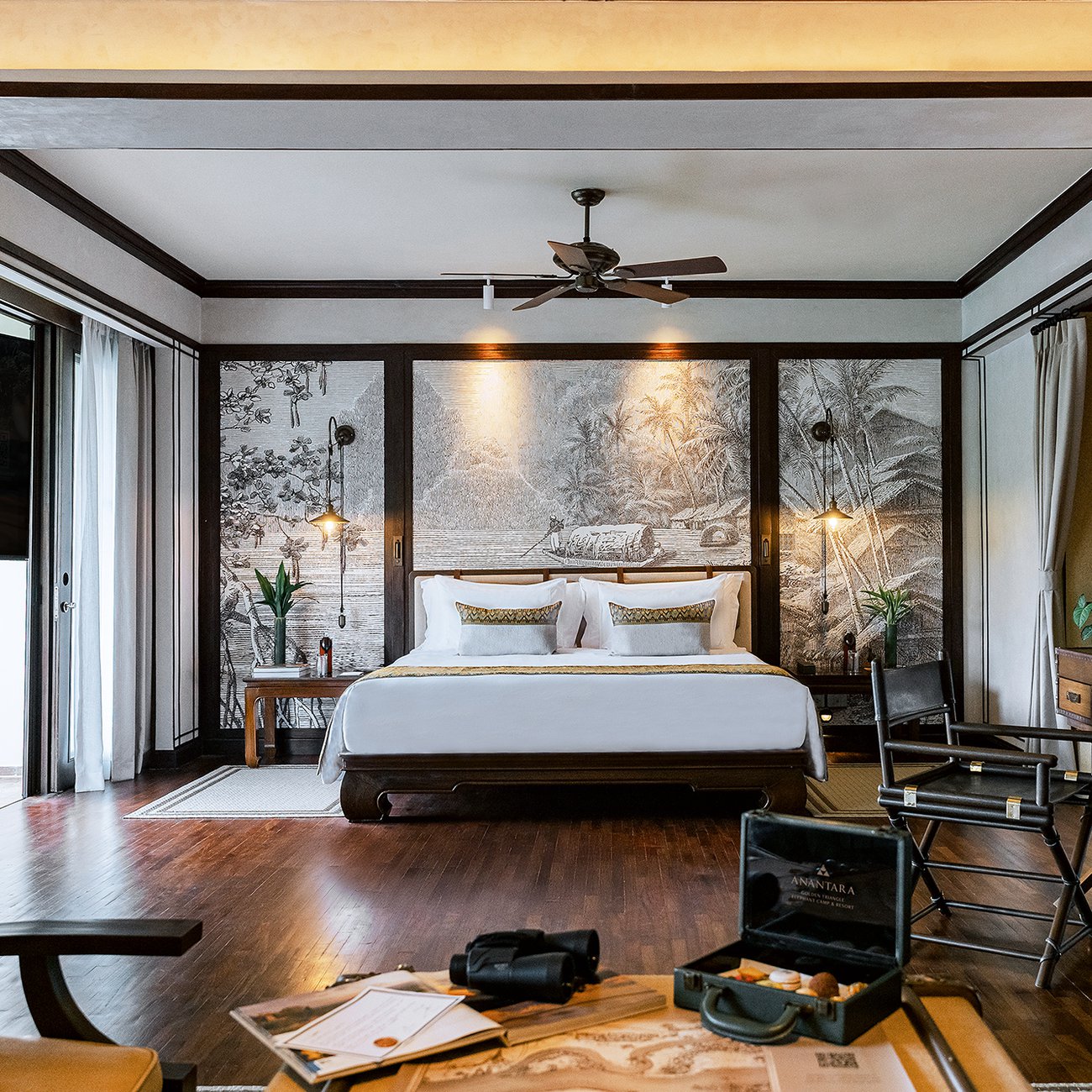 Suites are tastefully decorated with traditional art