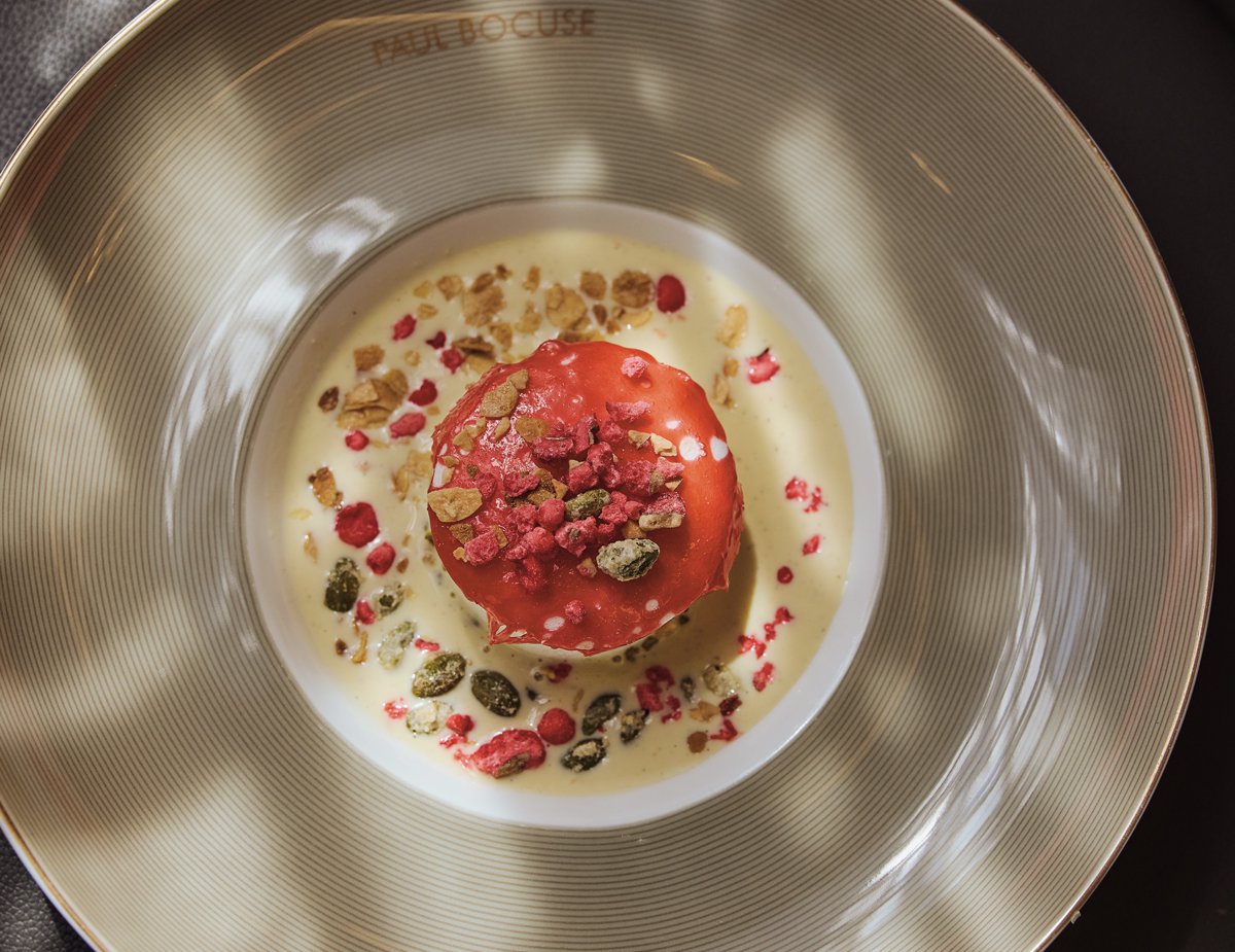 île flottante with pink praline