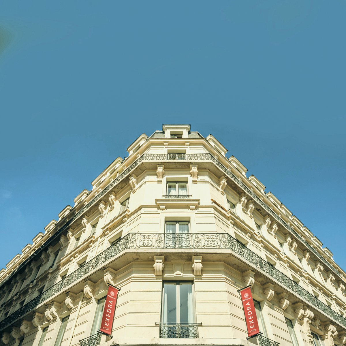The striking façade of five-star hotel, Boscolo Lyon