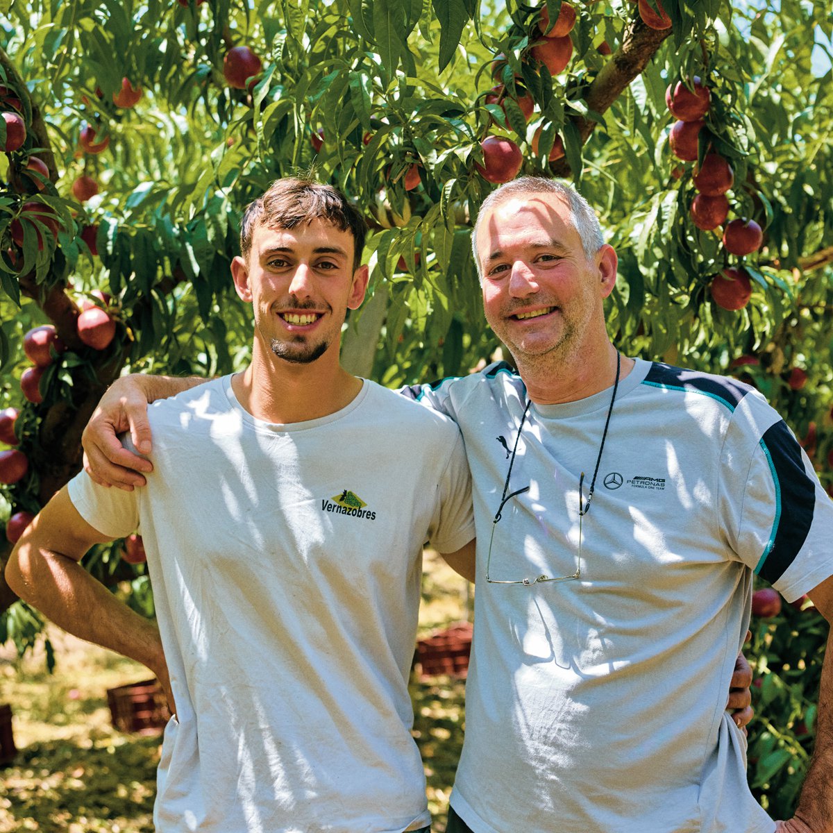 Michaël Serre (R) and his son