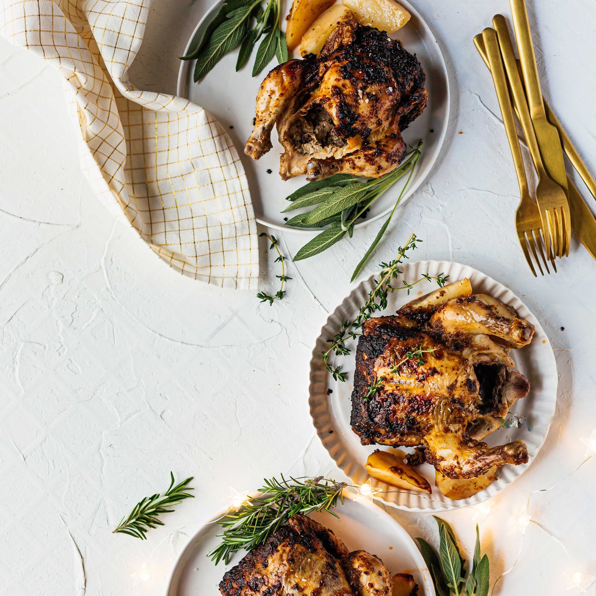 Bundt-pan-roasted poussins with Café de Paris butter