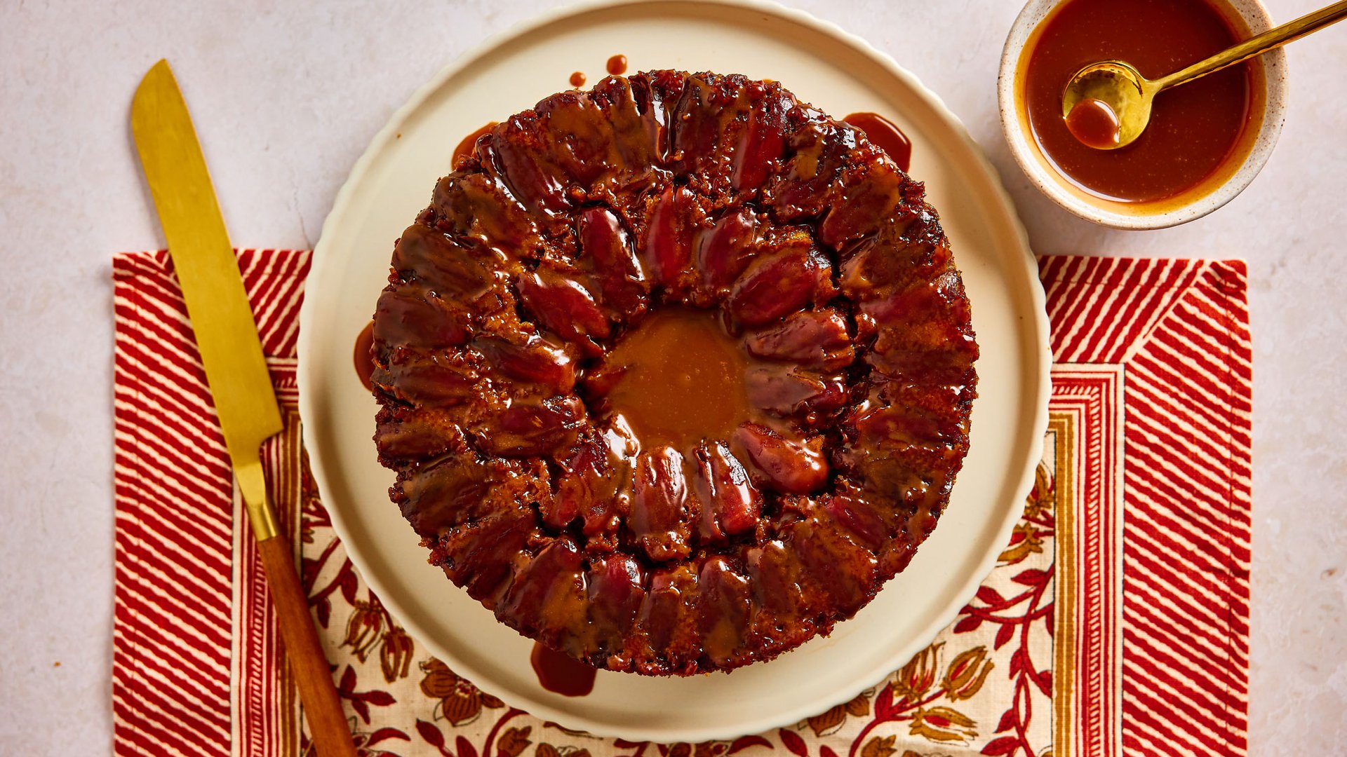 Sticky halva date upside-down coffee cake