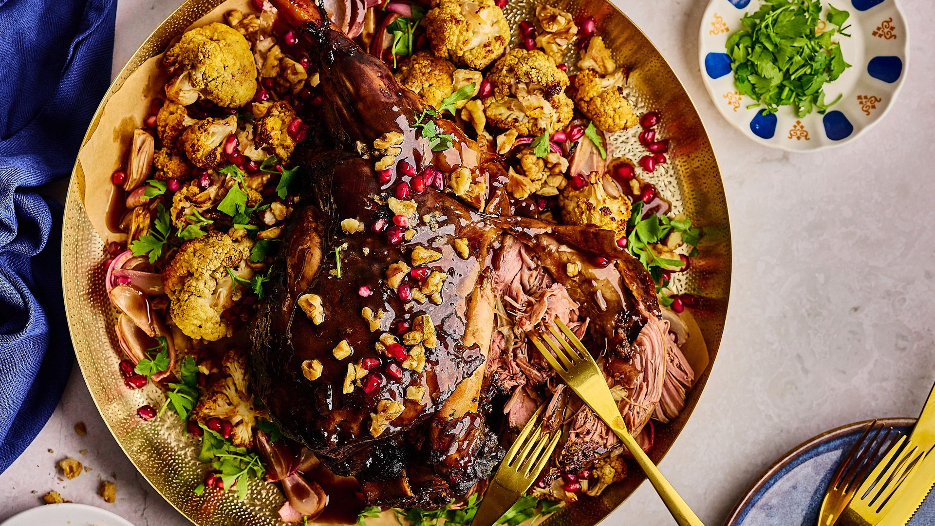 Fesenjoon-inspired roasted leg of lamb