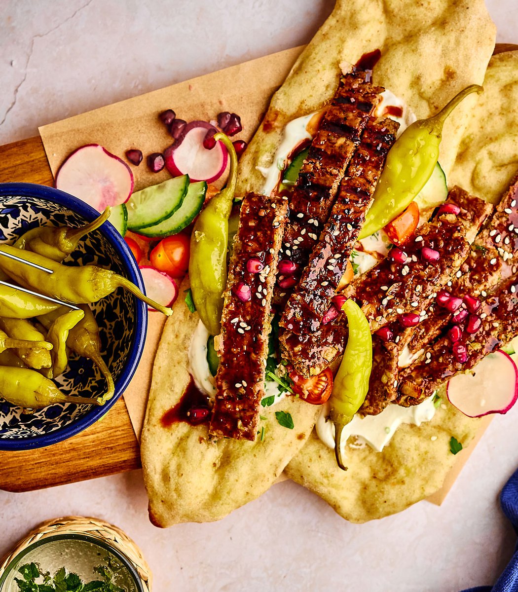 Sheet pan lamb kebabs with dates and pomegranate glaze