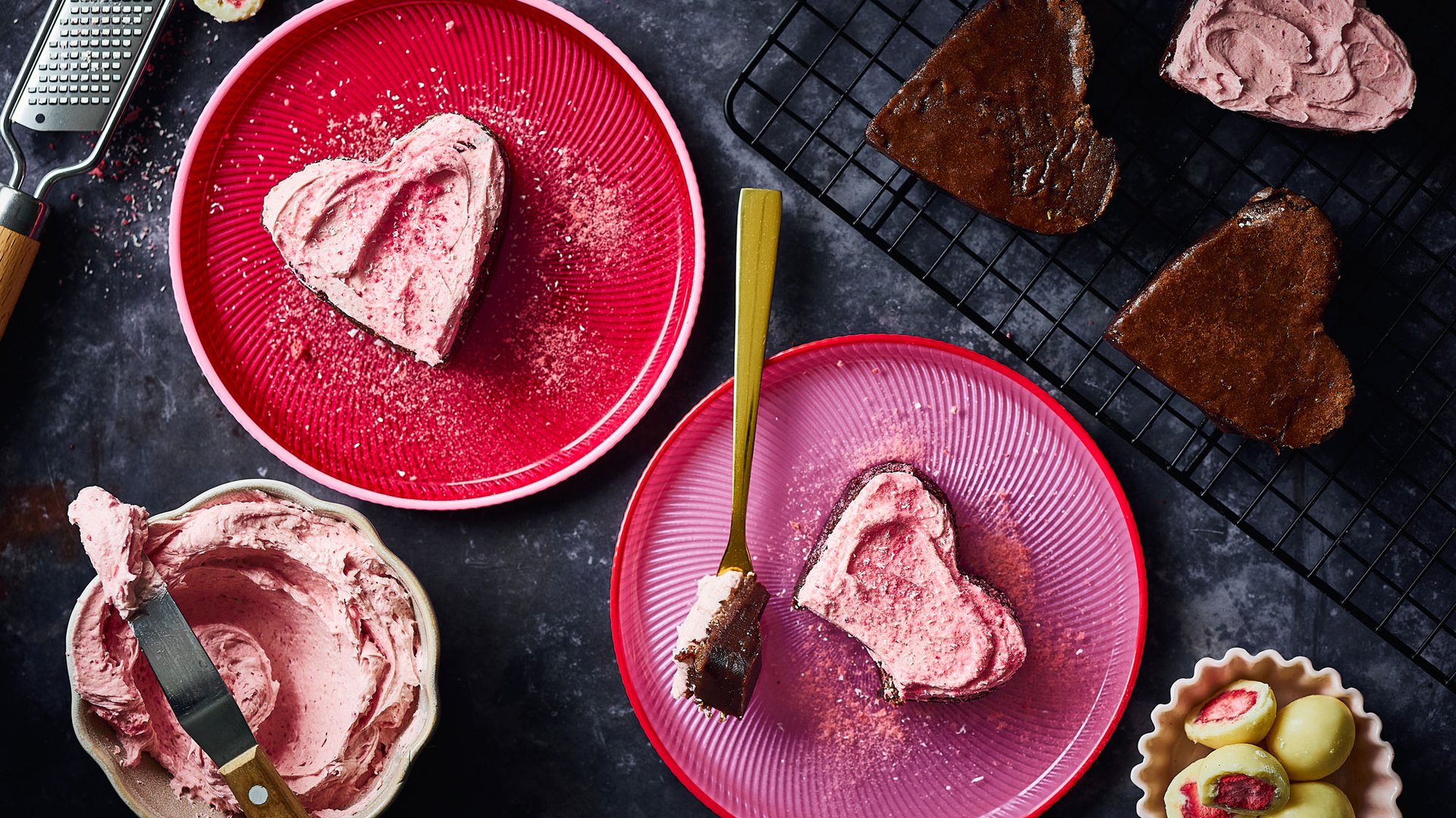Mochi brownies with strawberry milk frosting