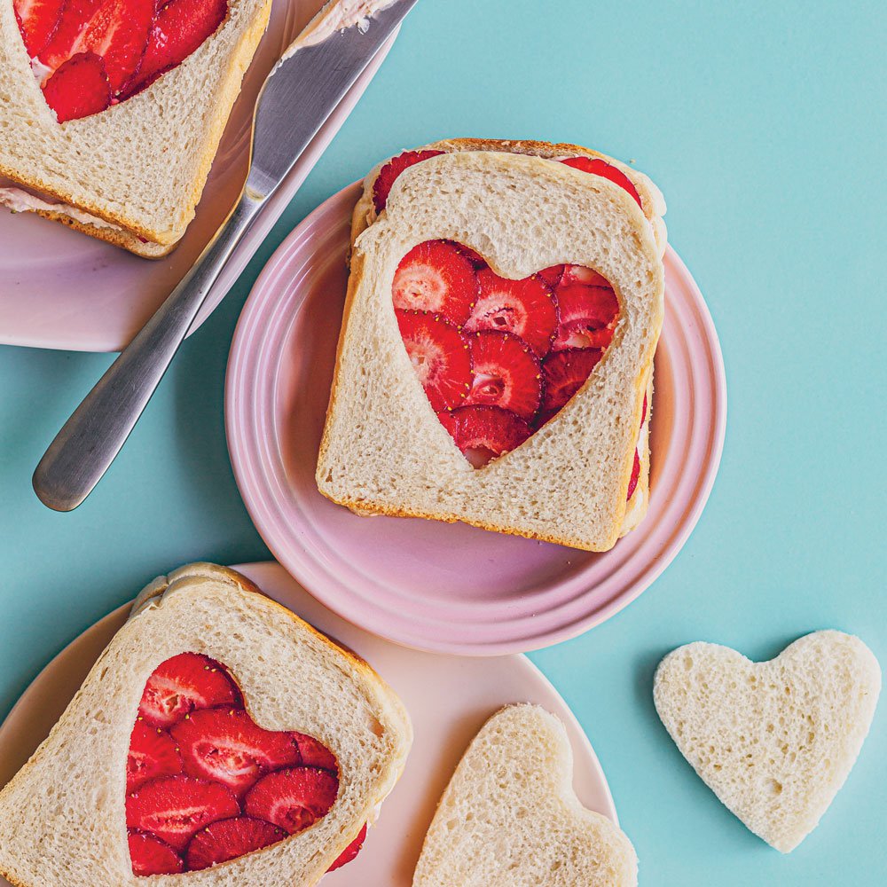 Strawberry cutout sandwiches