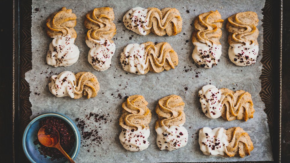 Sumac and white chocolate whirls