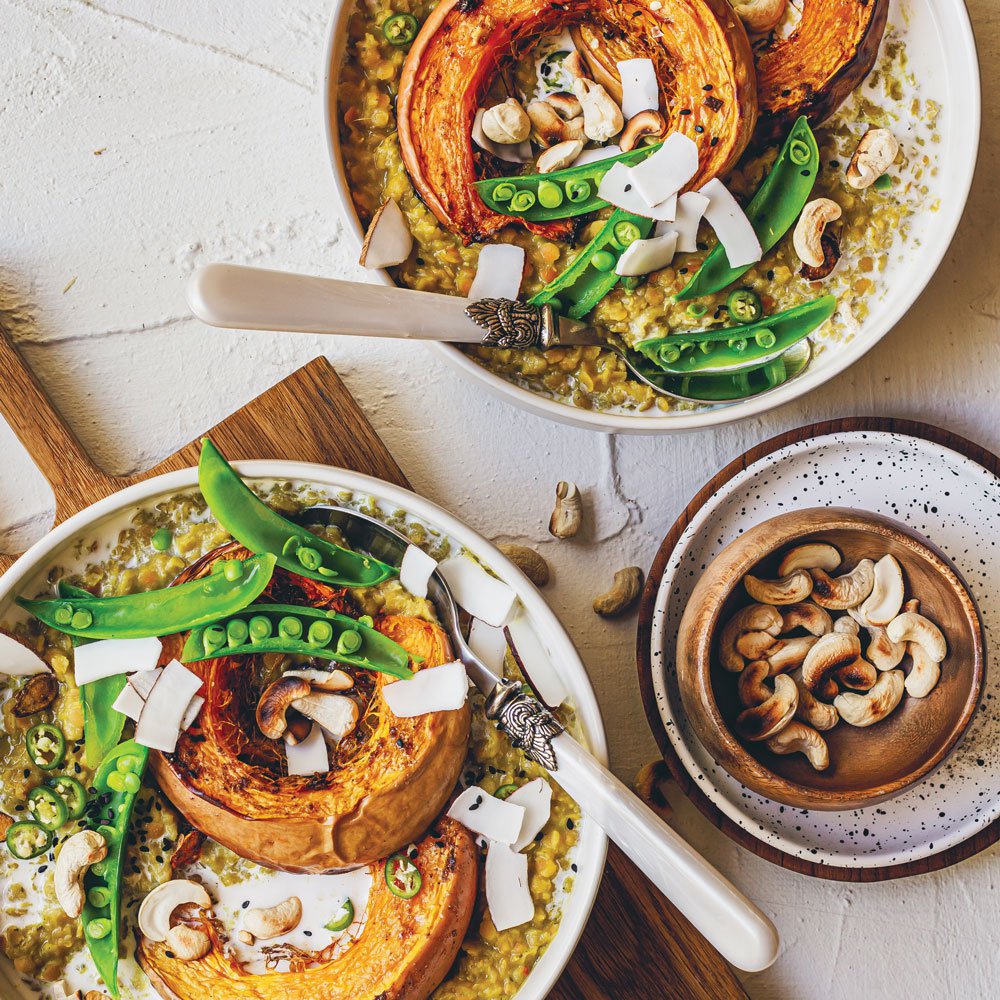 Summer pumpkin and lentil curry