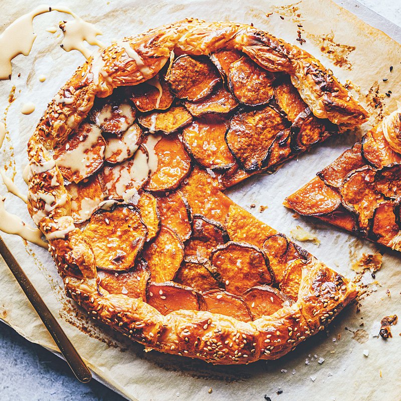 Sweet potato galette with tahini butter