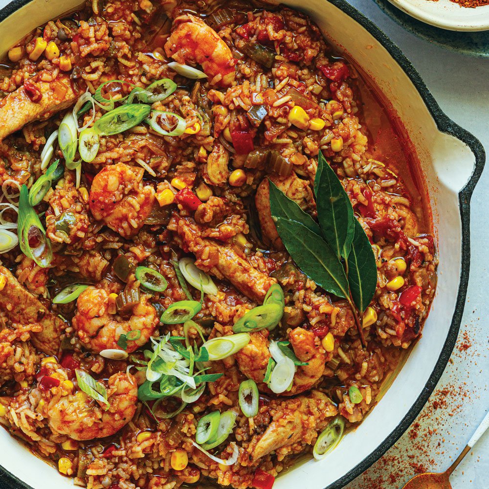 جمبالايا الذرة الحلوة والروبيان