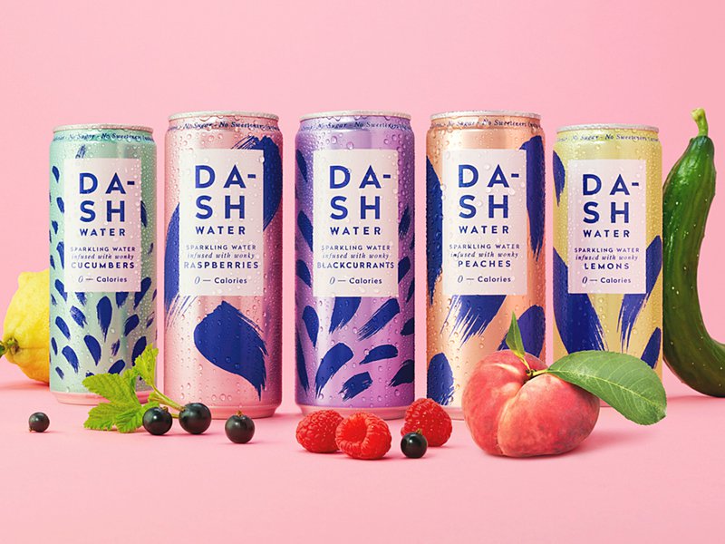 يوجد حاليًا خمس نكهات في مجموعة داش ووتر