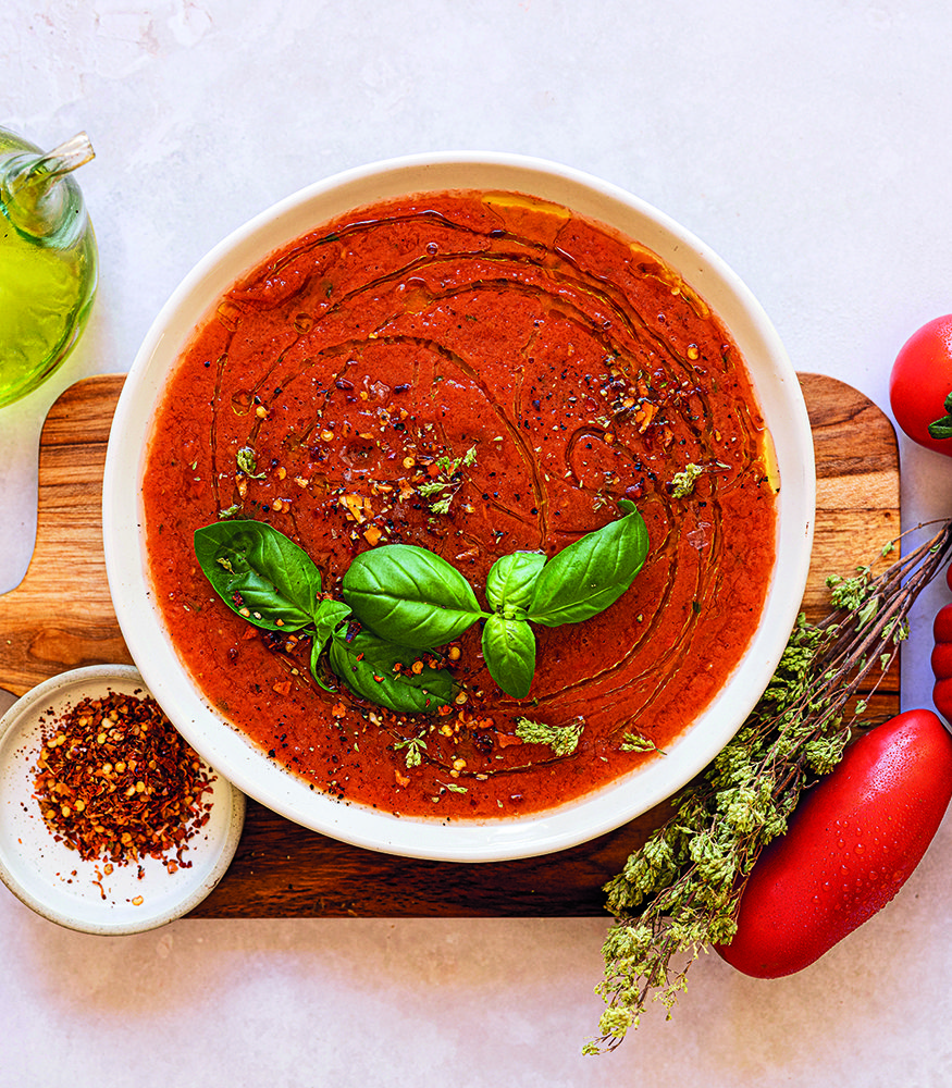 Roasted tomato and basil soup