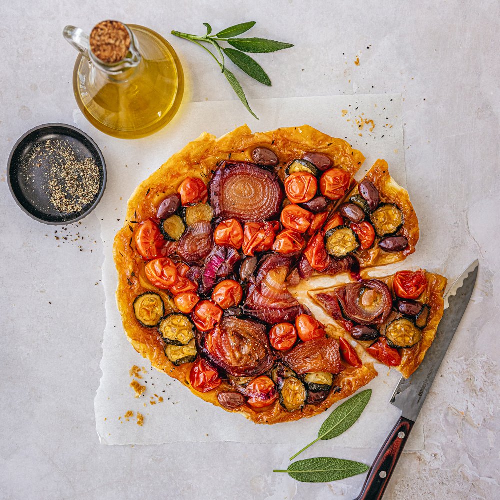 Leftover vegetable tart tatin