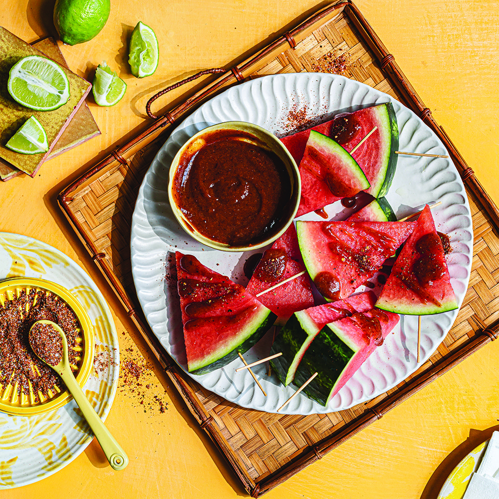 Watermelon with chamoy sauce and tajin