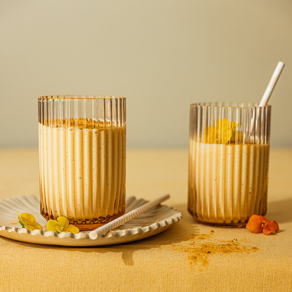 Yoghurt and turmeric mango lassi with kefir