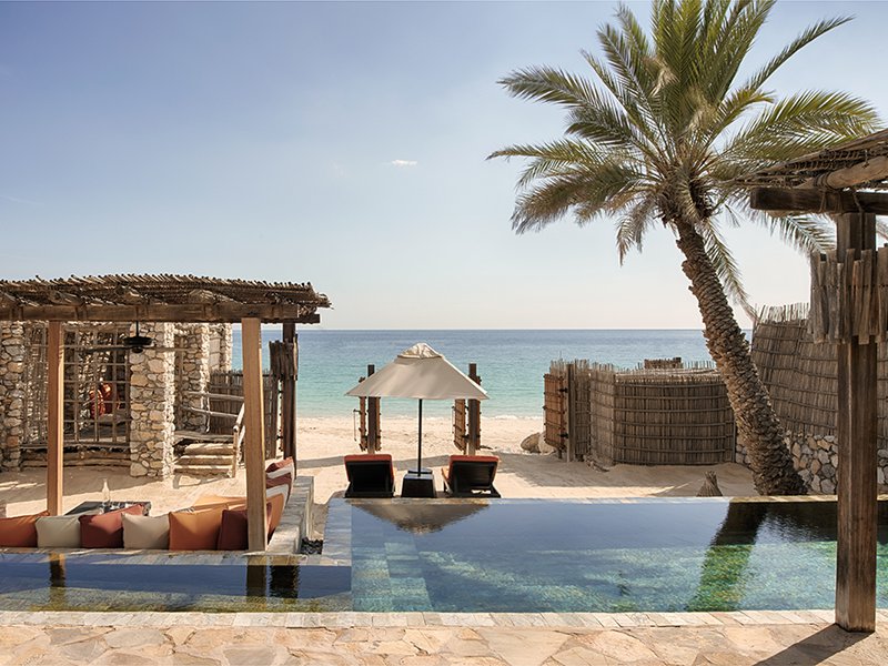 Saltwater pool | Experience fine dining under the stars at Sense on the Edge | Zighy Bay’s artisanal cheese factory crafts six cheeses including Cheddar, brie and thyme-infused goat’s cheese | With direct access to the beach and gorgeous sunrise views over the bay, a beachfront pool villa offers the perfect sanctuary for a relaxed holiday | Learn to make delicious falafel, muhammara and more at the Arabic cooking class