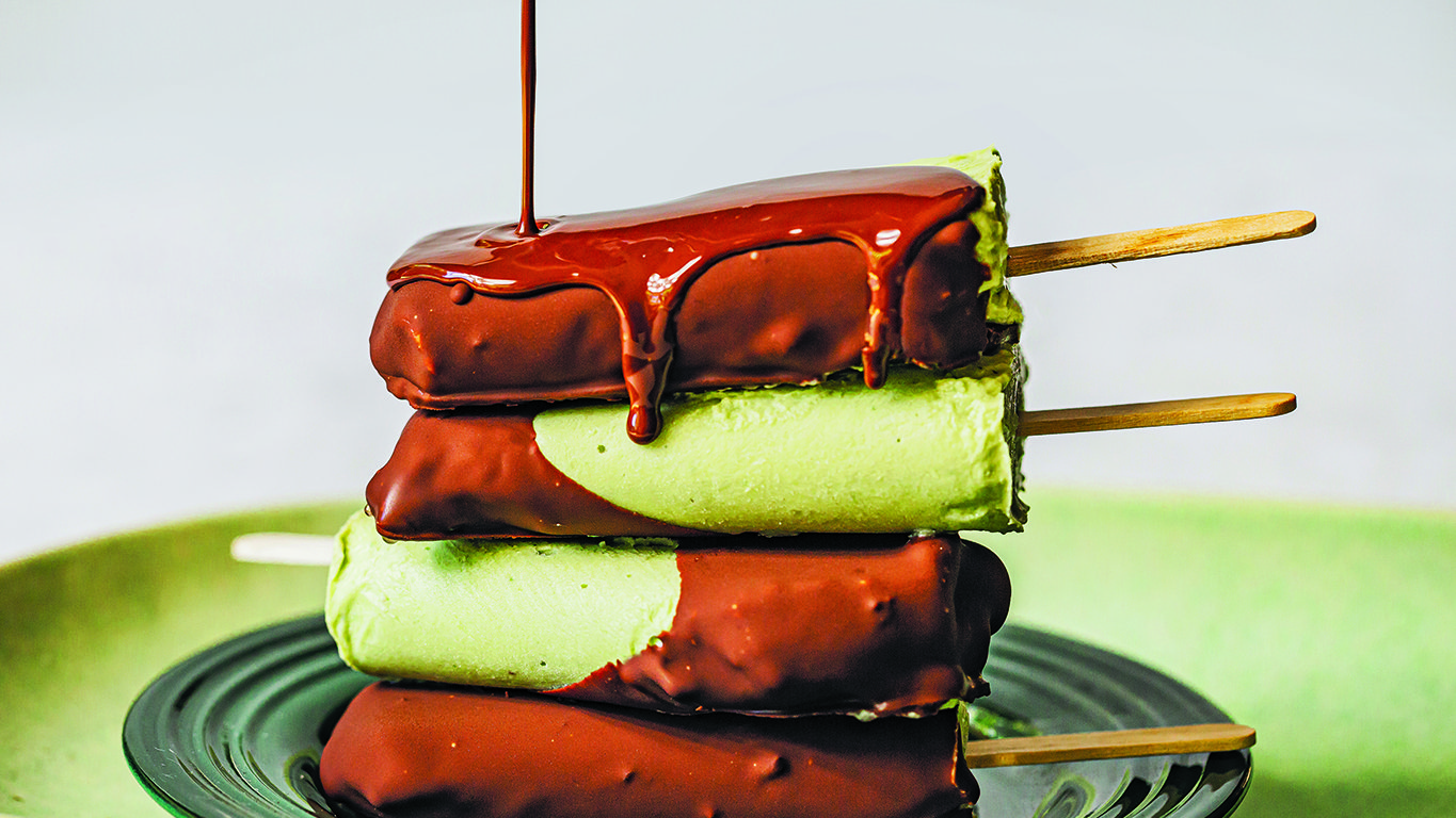 Avocado, coconut and chocolate lollies