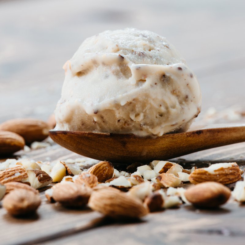 Home-made almond ice cream
