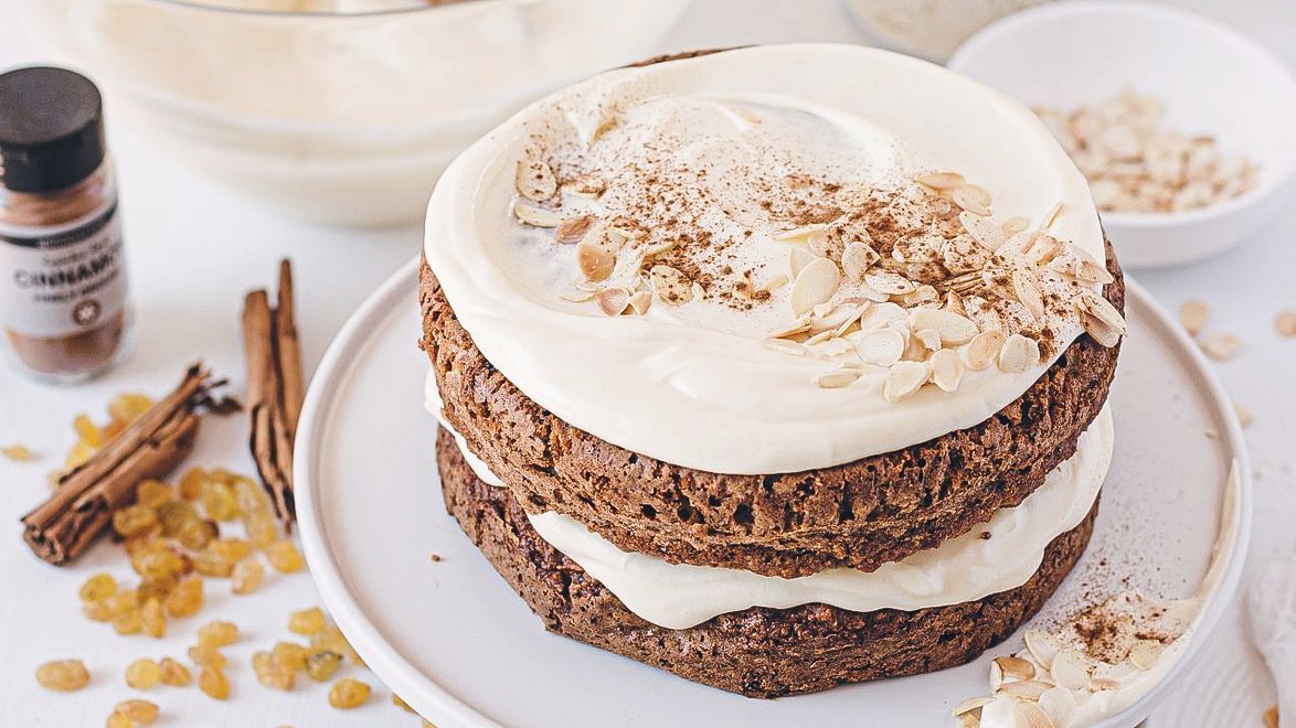 Gluten-free carrot cake with yoghurt frosting