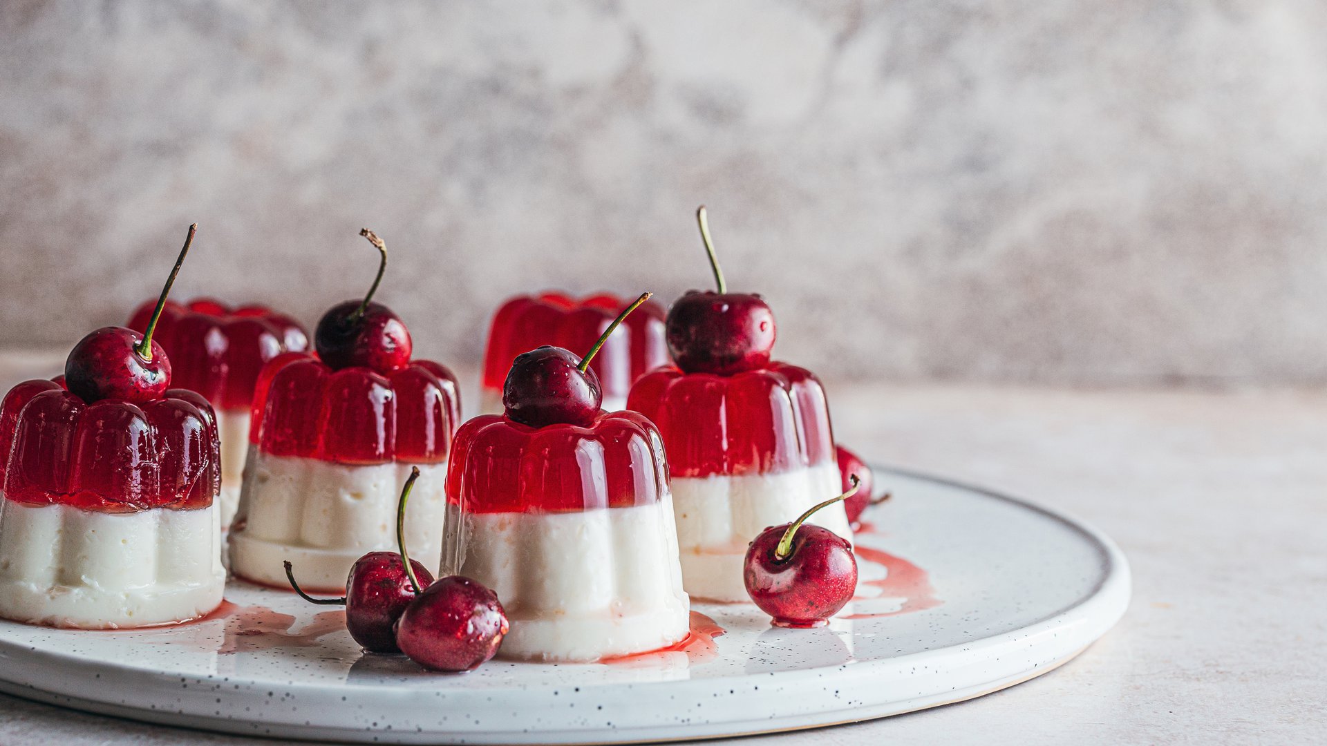 Cherry and coconut yoghurt jellies