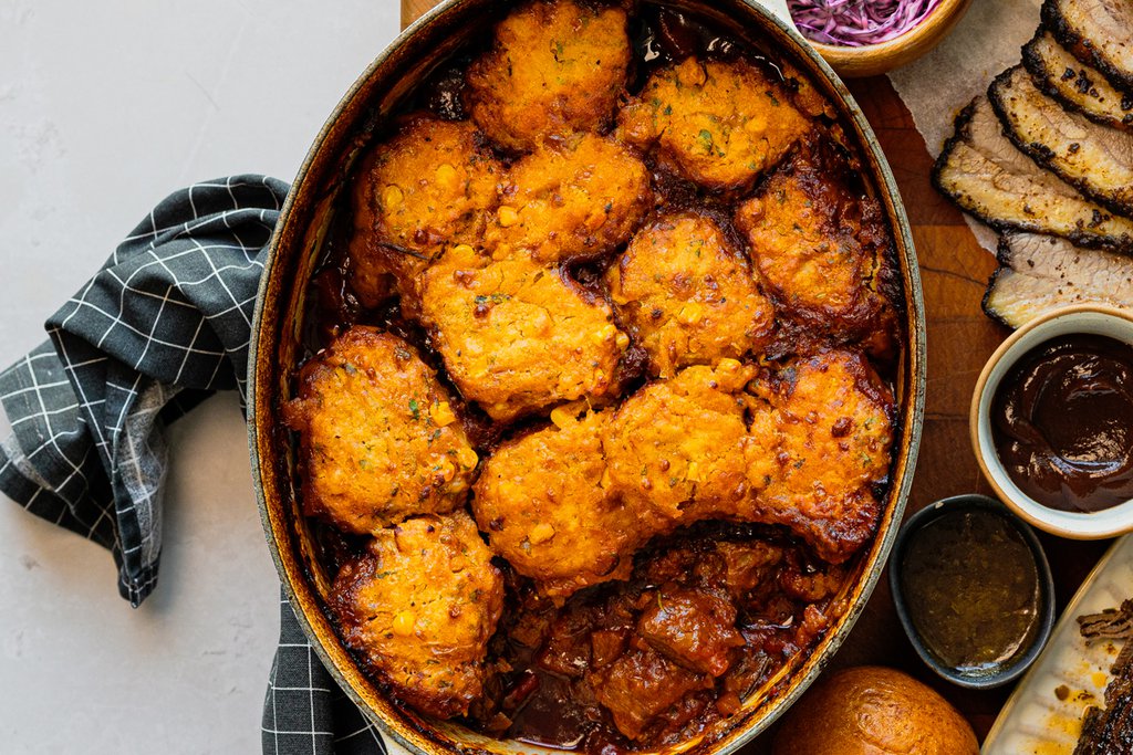 Smoky beef brisket stew with cornbread dumplings recipe - Spinneys United Arab Emirates