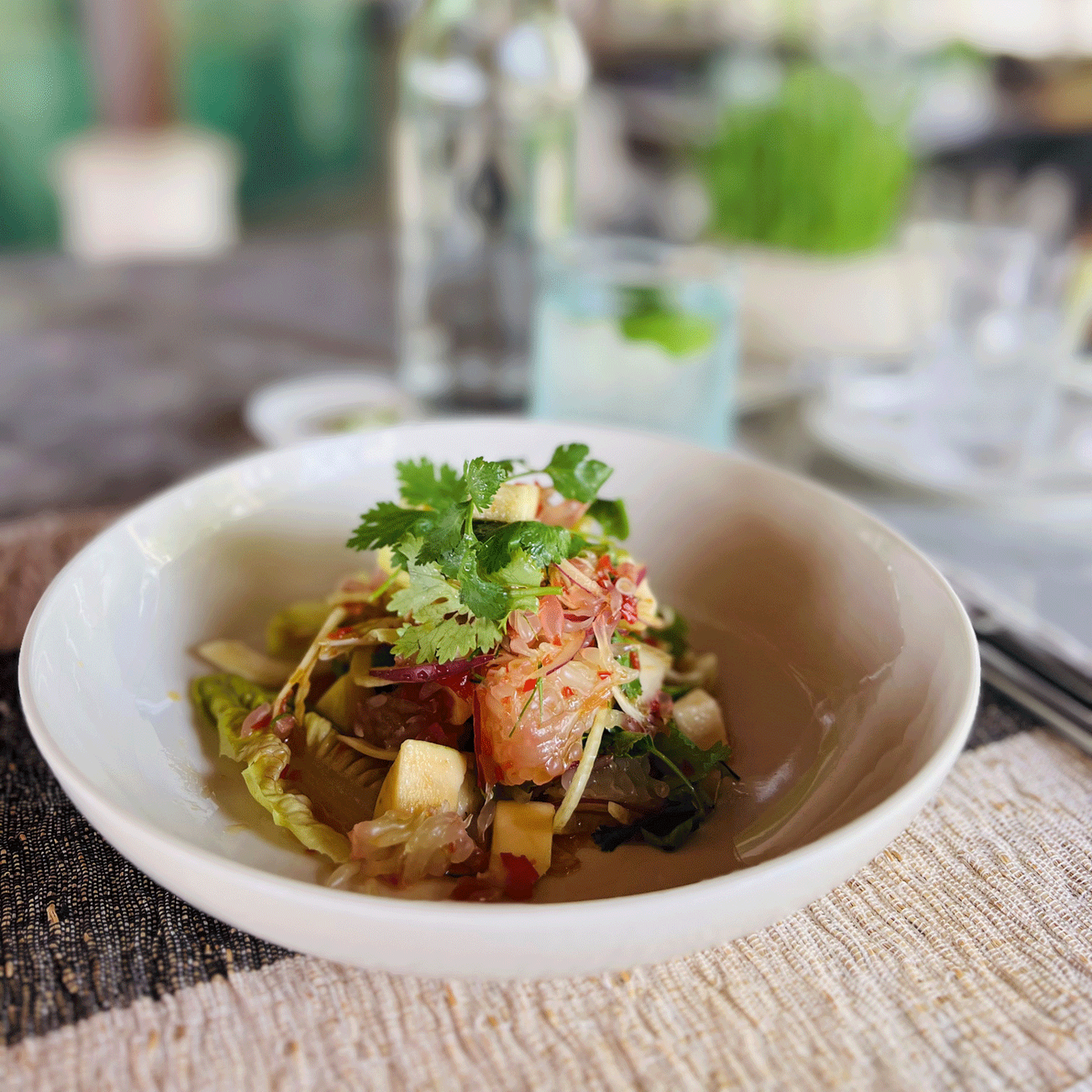 Pomelo and green mango salad