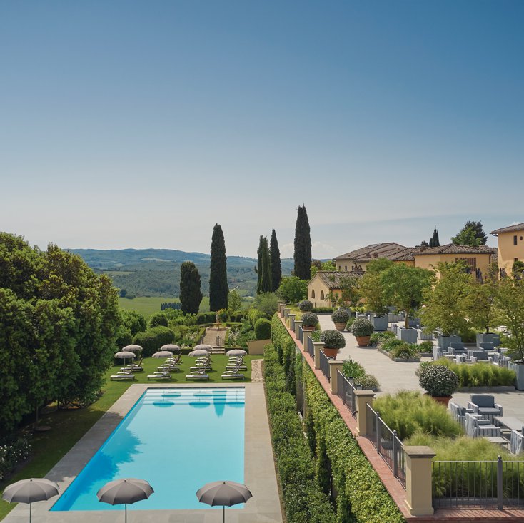 A view of the pool at COMO Castello Del Nero