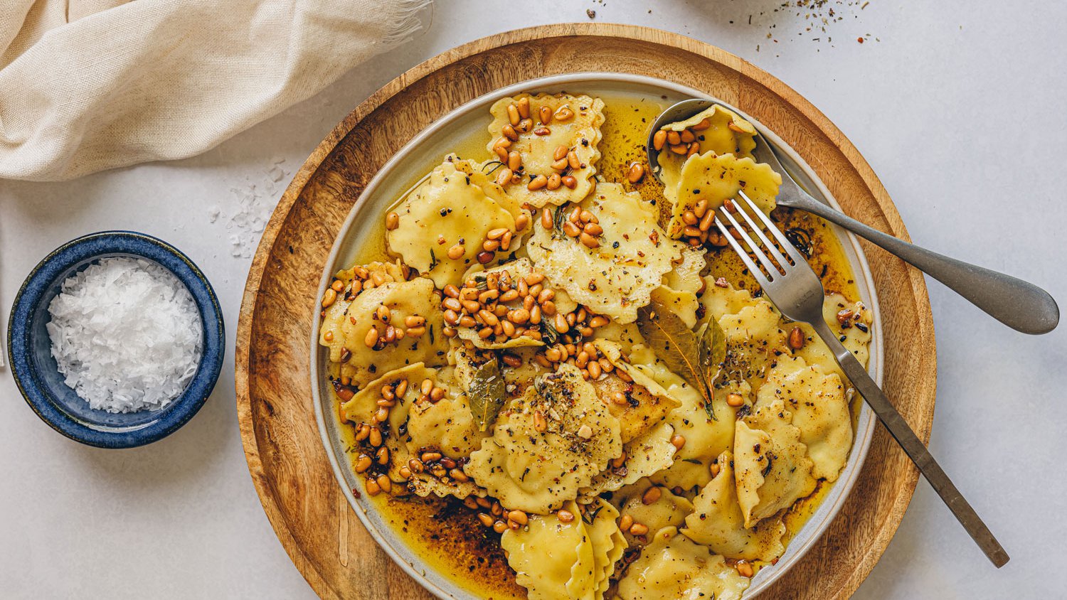 Ravioli with Italian herb and pine nut butter