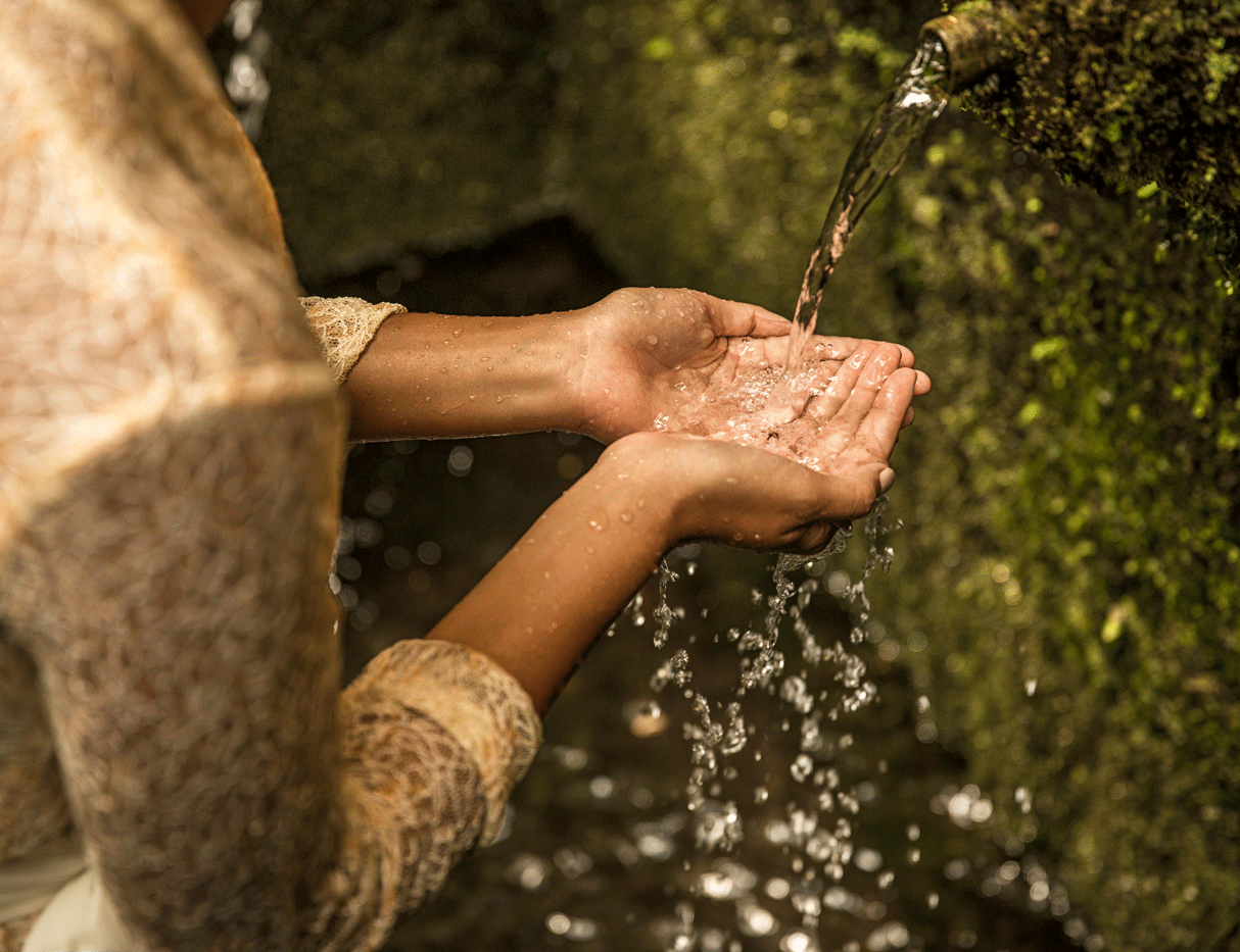 Cleansing before a blessing ceremony