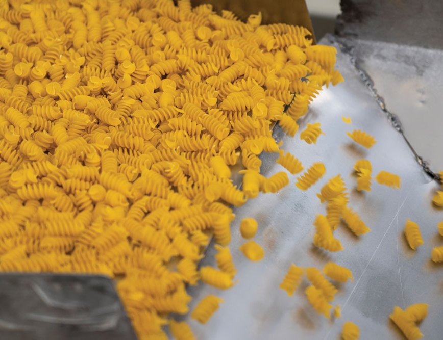 Corkscrew-shaped fusilli pasta