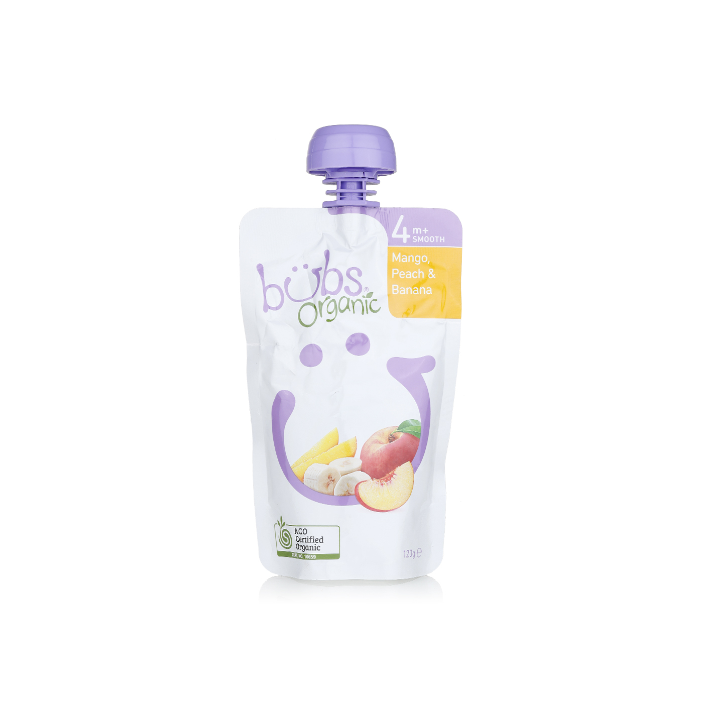 Bubs Organic Mango Peach & Banana Pouch 6+ Months 120g