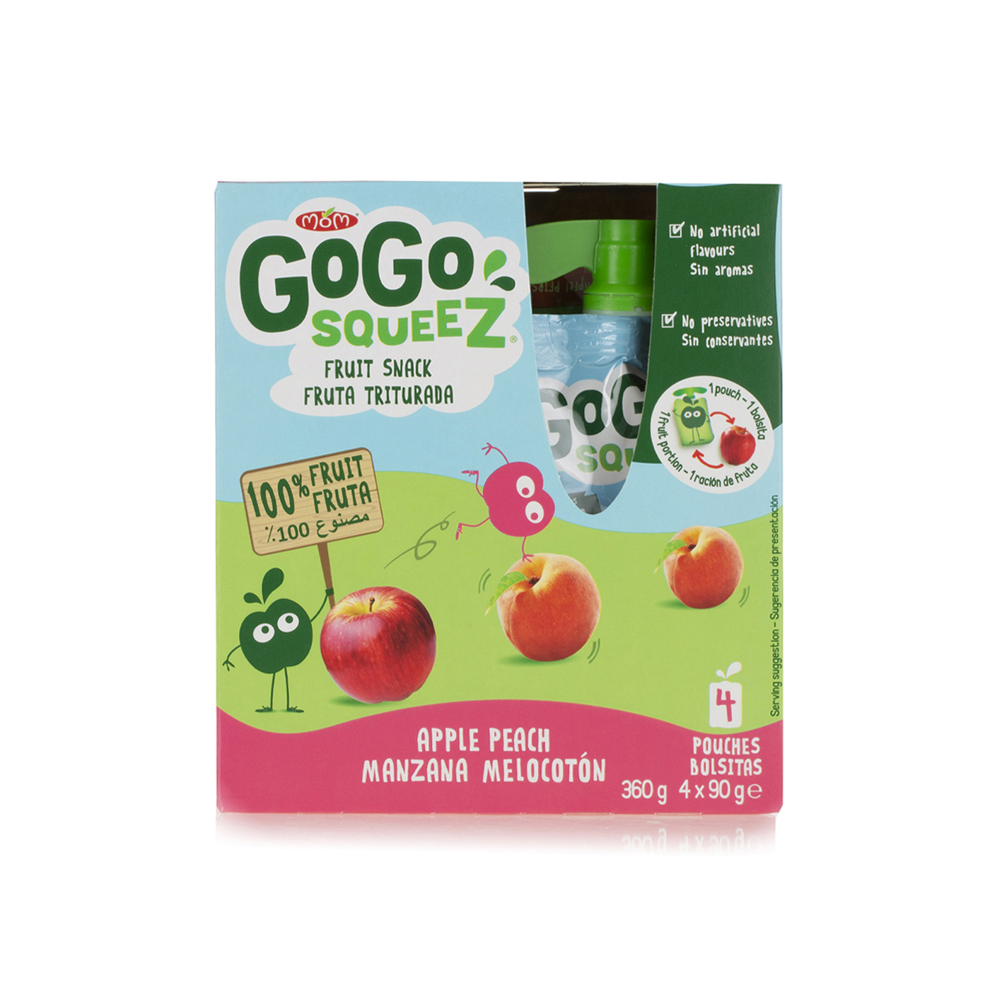 Materne Gogo Squeez Apple and Peach Puree Pouches 4 x 90g