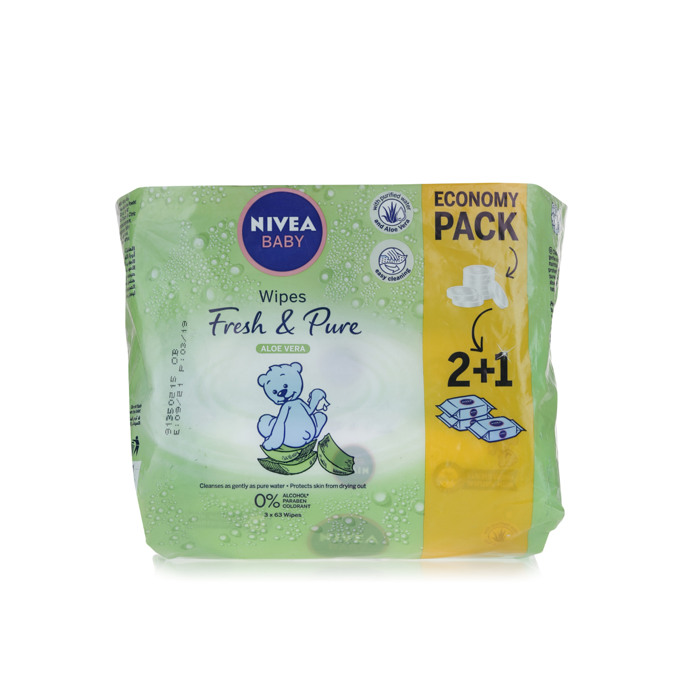 Nivea Fresh & Pure Baby Wipes x 63 2+1