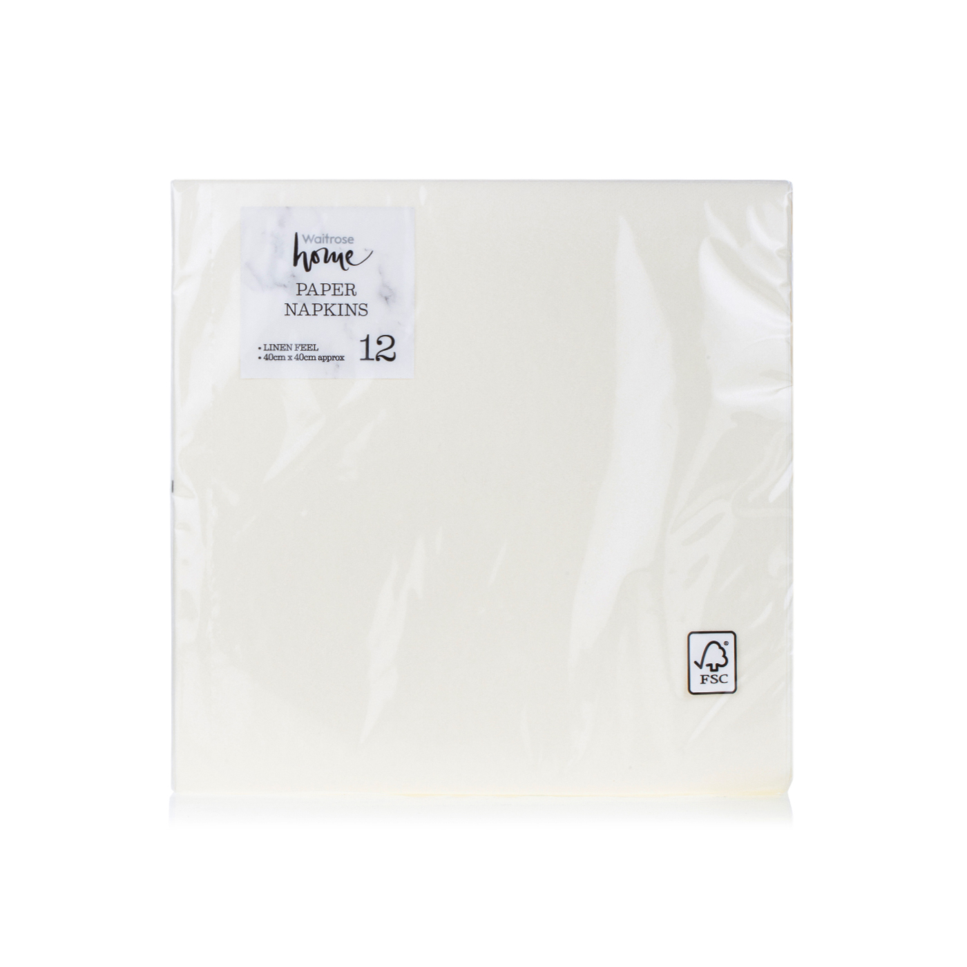 Waitrose Home Linen Feel Cream Napkins x 12