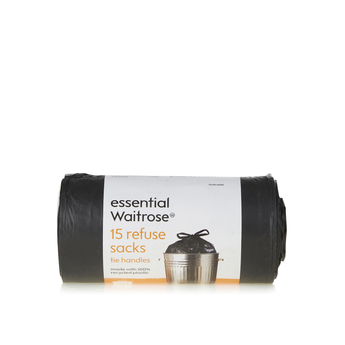 Waitrose Essential Refuse Sacks with Tie Handles 90 litre x 15